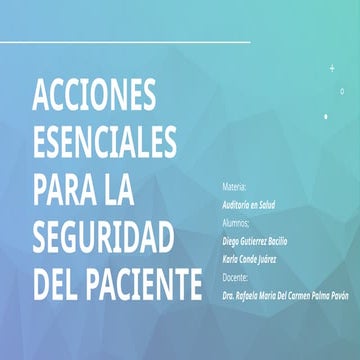 ACCIONES ESENCIALES PARA LA SEGURIDAD DEL PACIENTE | PPTX