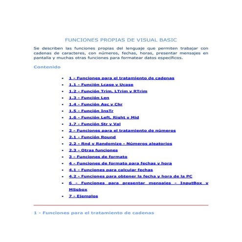 Funciones propias de visual basic