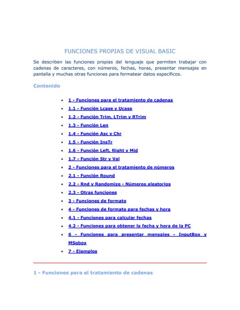 Funciones propias de visual basic
