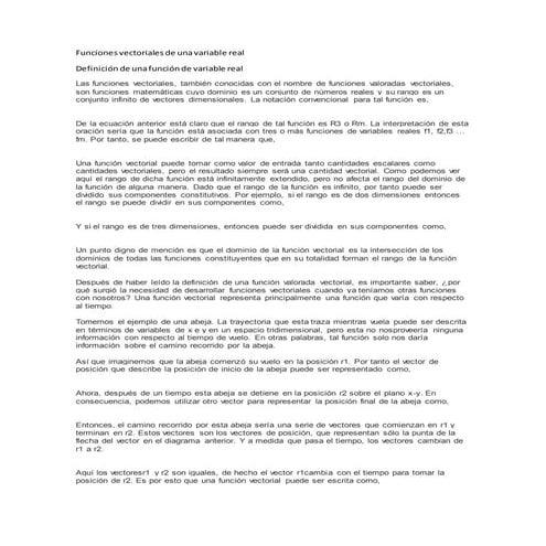 Funciones vectoriales de una variable real