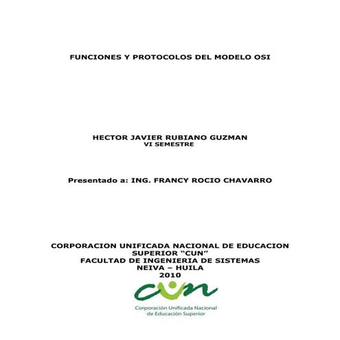 Funciones y protocolos del modelo osi