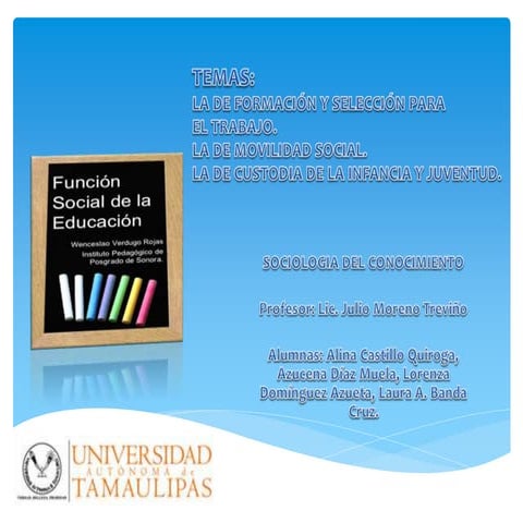 Funcion social de la educacion sociologia