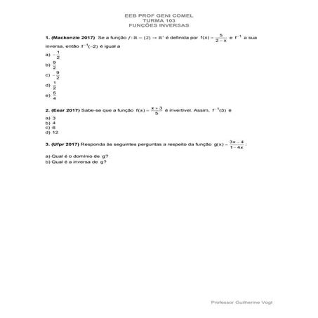 Funcoes inversas | PDF
