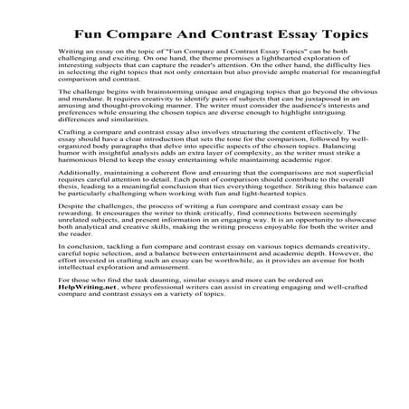 Fun Compare And Contrast Essay Topics.pdf
