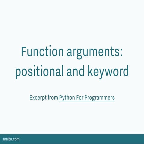 Function arguments In Python | PDF