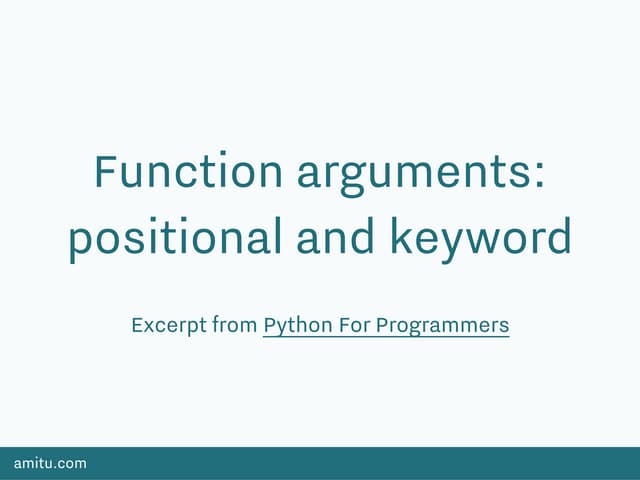 Function arguments In Python | PDF