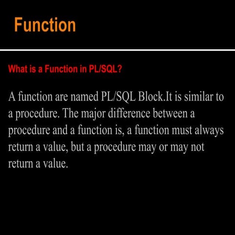 Procedure and Functions in pl/sql