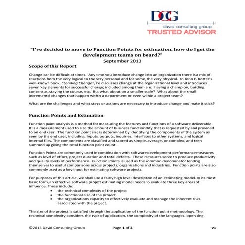 Function Points for Estimation - Getting Developers on Board | PDF