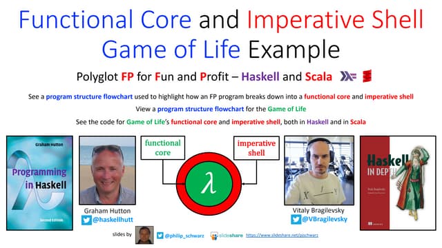Functional Core and Imperative Shell - Game of Life Example - Haskell and Scala