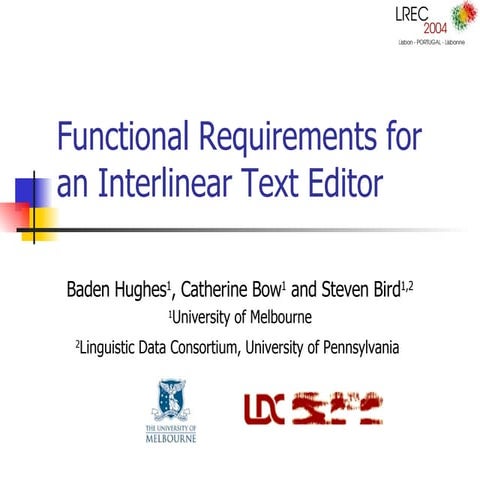 Functional Requirements for an Interlinear Text Editor