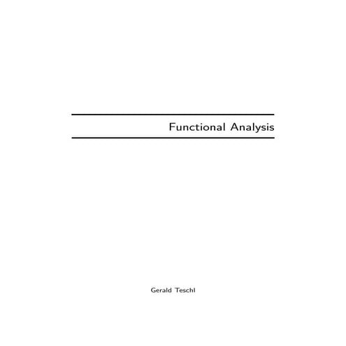 Functional Analysis (Gerald Teschl)