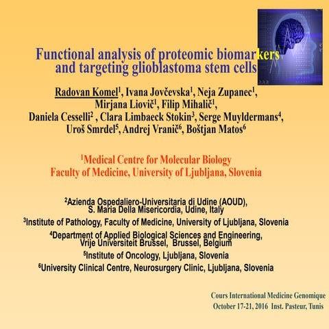 Functional Analysis Of Proteomic Biomarkers And Targeting Glioblastoma