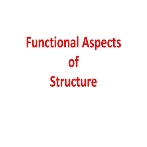 Functional aspects of structure (1)