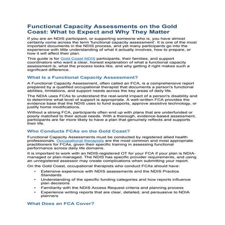 Functional Capacity Assessments on the Gold Coast: What to Expect and ...