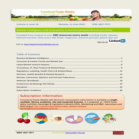 Functional Foods Weekly Vol 5 No 18 | PDF