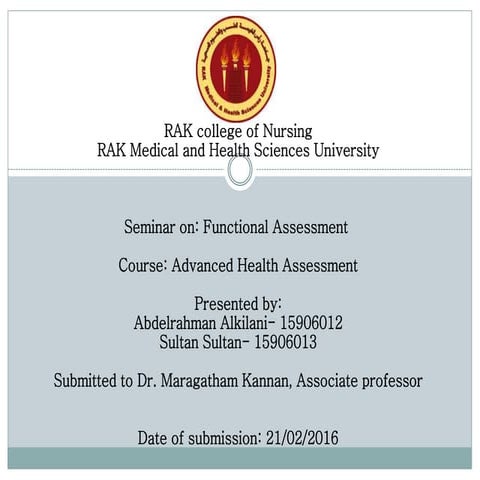 Functional health assessment