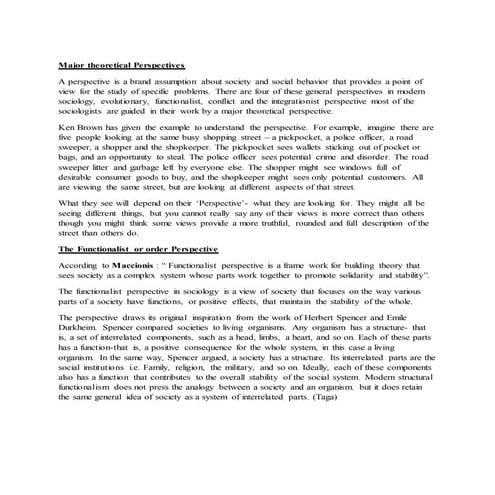 Functionalist perspective