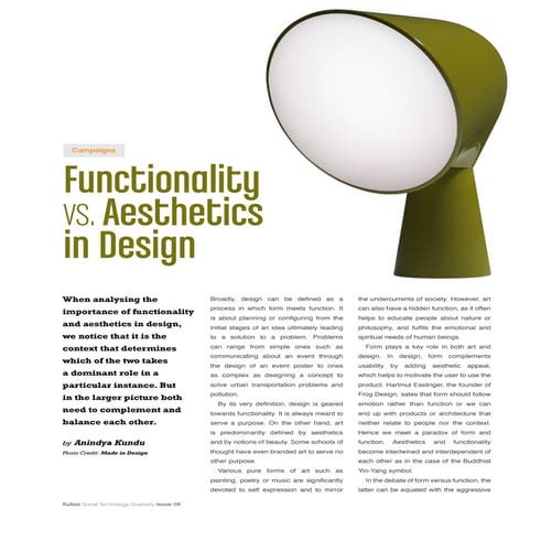 Functionality vs. Aesthetics in Design