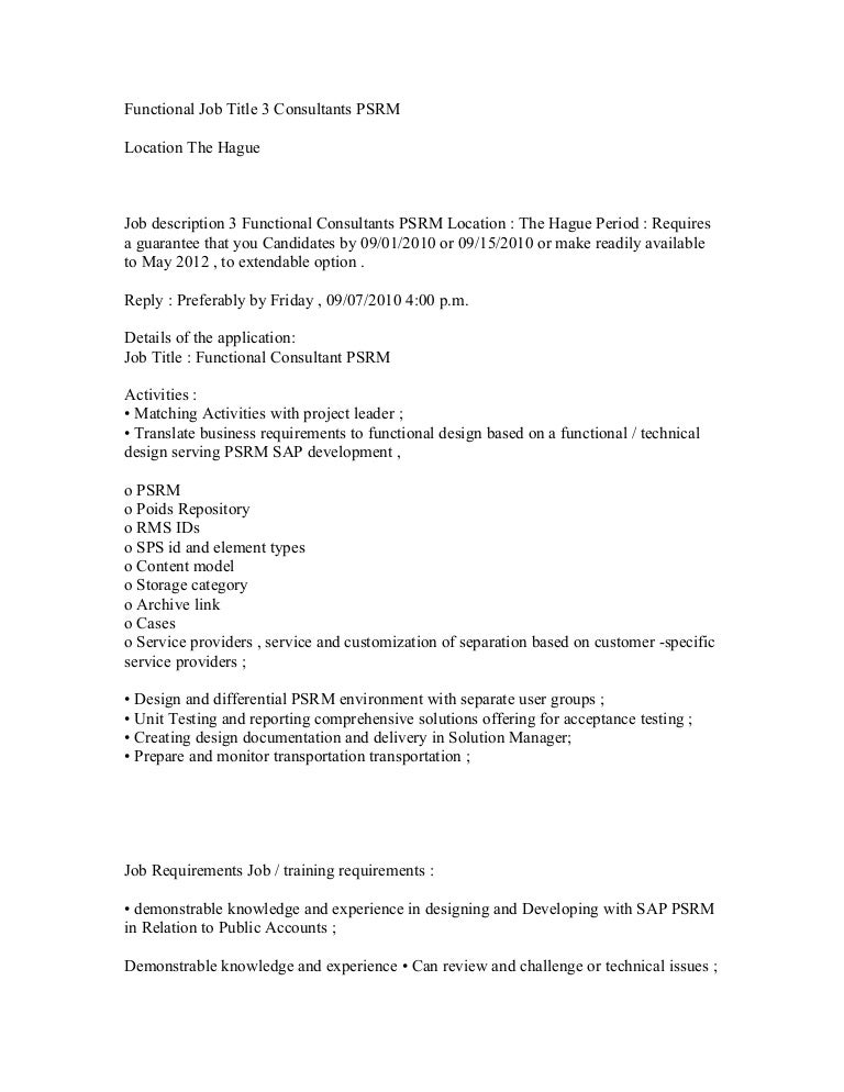 Functional Job Title 3 Consultants Psrm