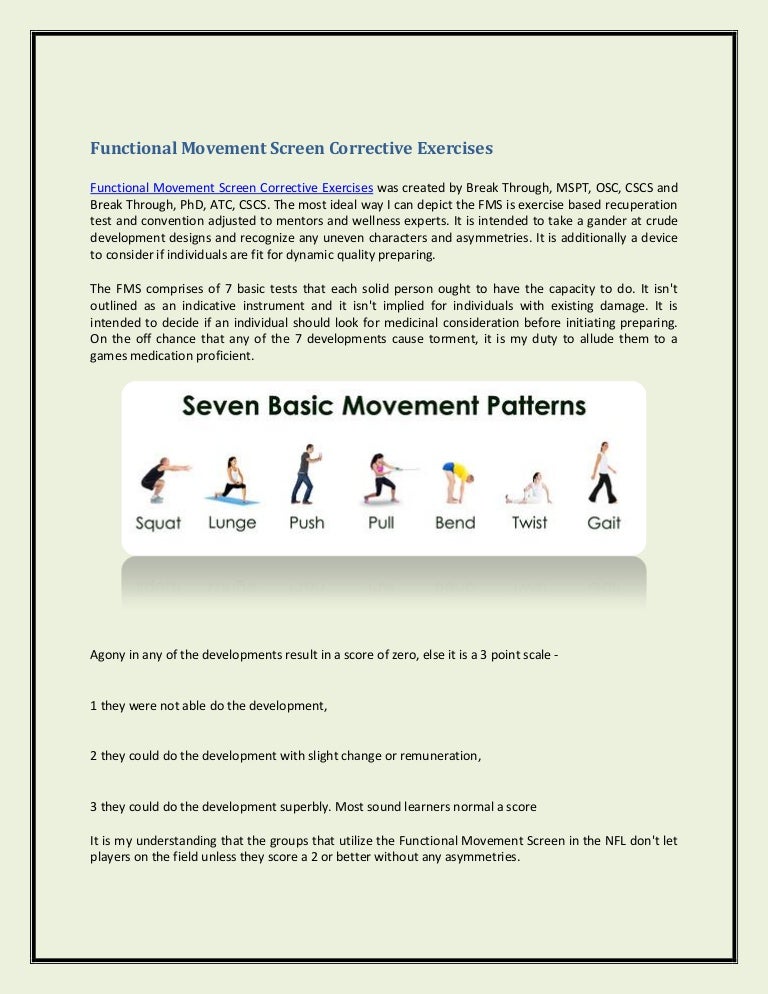 Functional Movement Screen Corrective Exercises