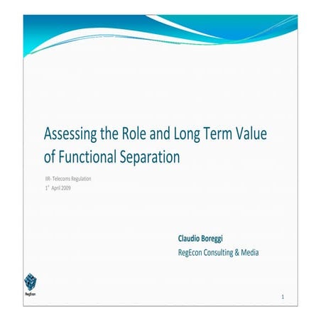 Functional separation in European Telecoms Regulation | PDF