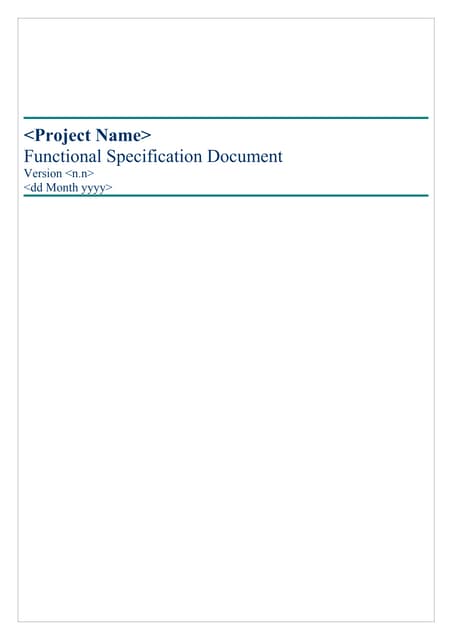 Functional Specification Of Sap Functional Specification Of Sap