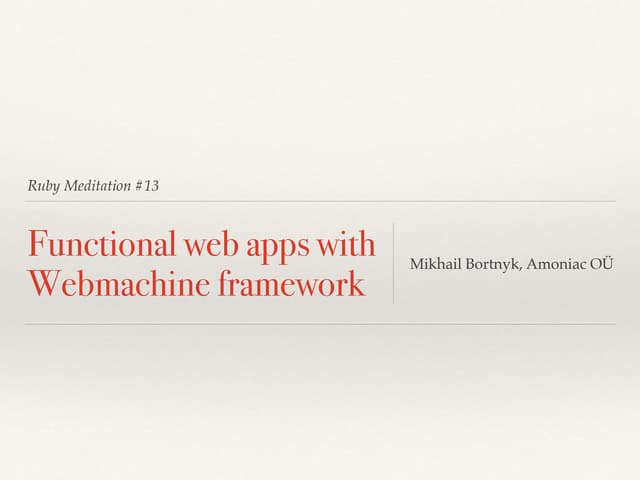 Functional Web Apps with WebMachine Framework