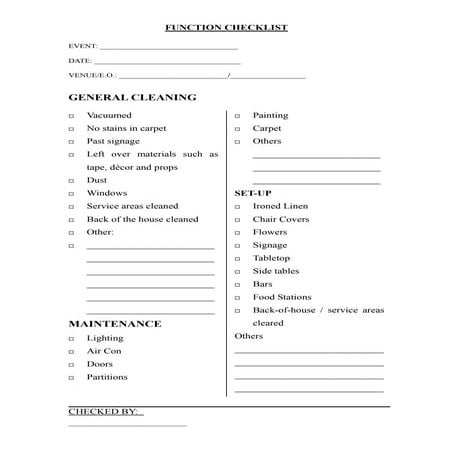 Function checklist