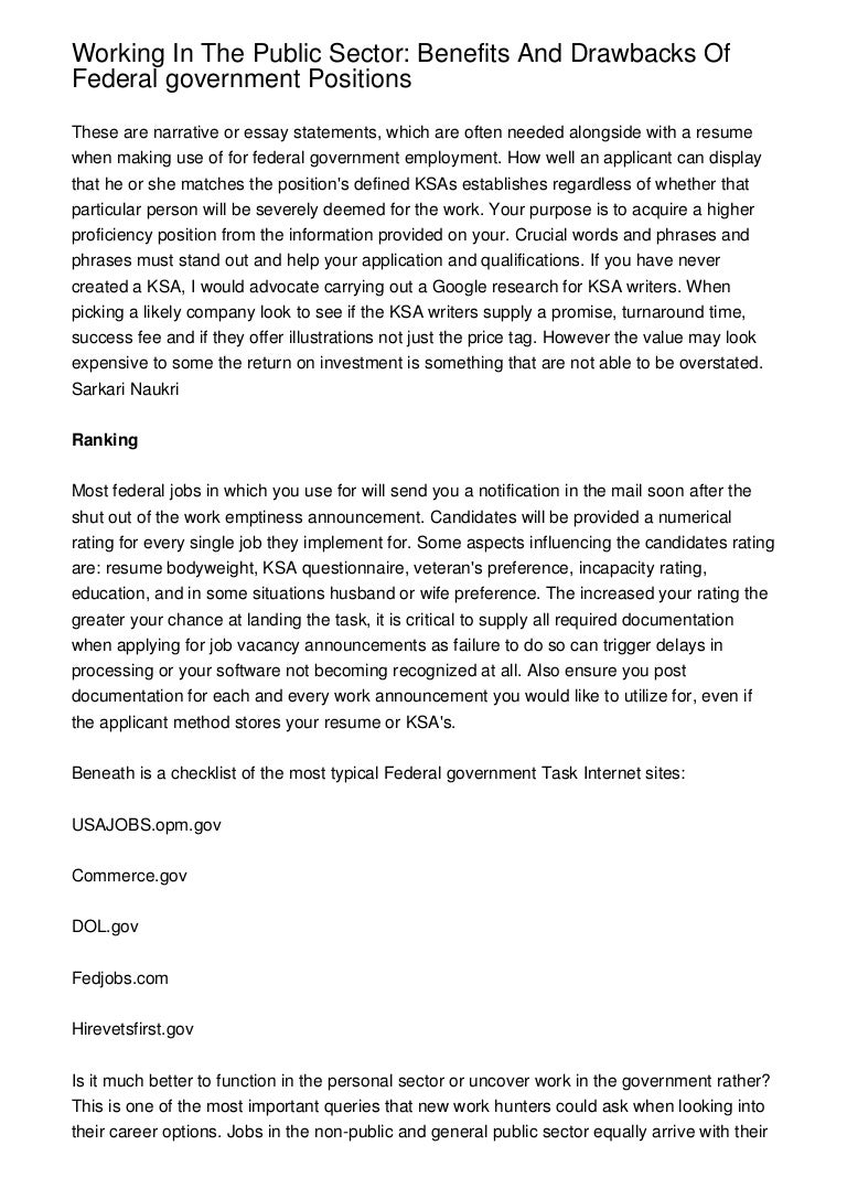 Working In The Public Sector Benefits And Drawbacks Of Federal gover…