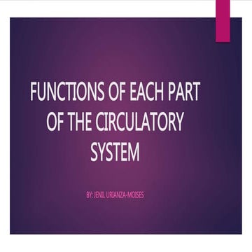 Function of each part of the circulatory system (LESSON 2)