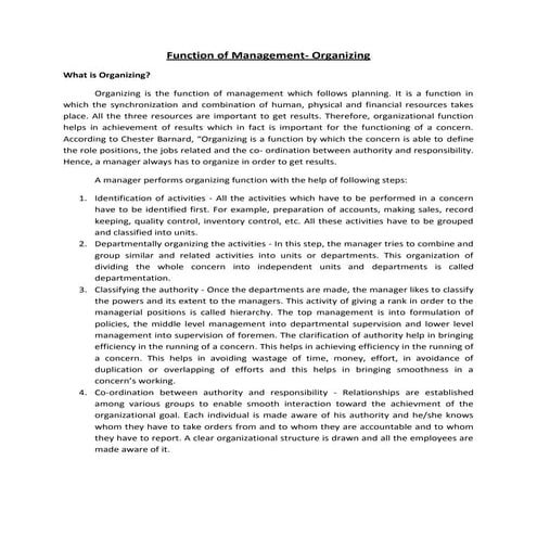 Function of management   organizing