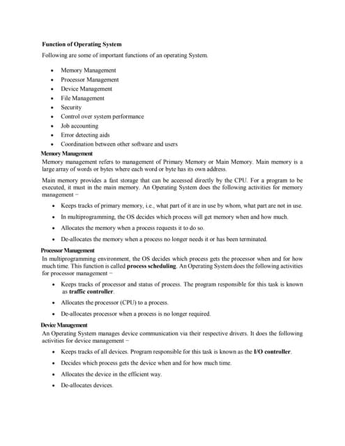 Function of operating system | PDF