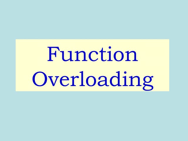 Function Overlaoding