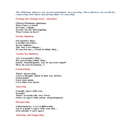 Business English - Meeting Language | PPT