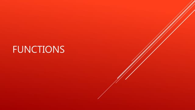 Intro to Functions