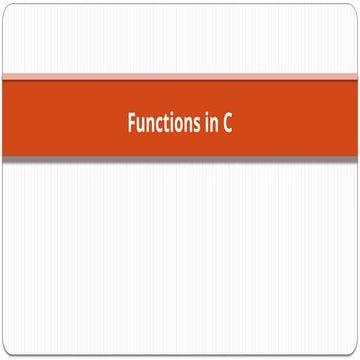 Detailed concept of function in c programming | PPT