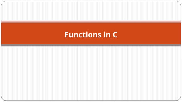 Detailed concept of function in c programming | PPT