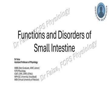 Functions and Disorders of Small Intestine