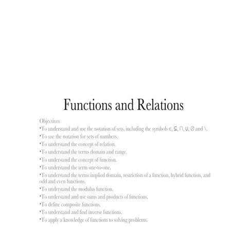 Functions And Relations | PPT