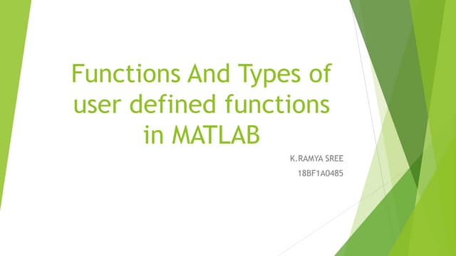 Functions and types of user defined functions in