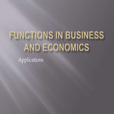 Functions in business and economics | PPT