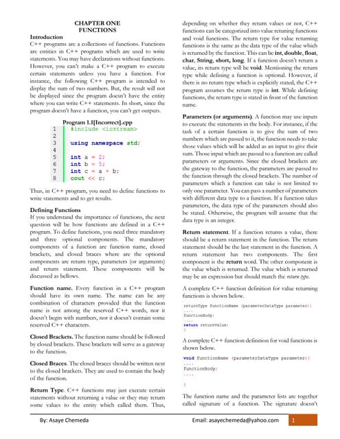 Functions in c++