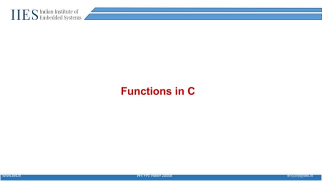 Functions in C Programming: A Simple Guide | IIES Bangalore