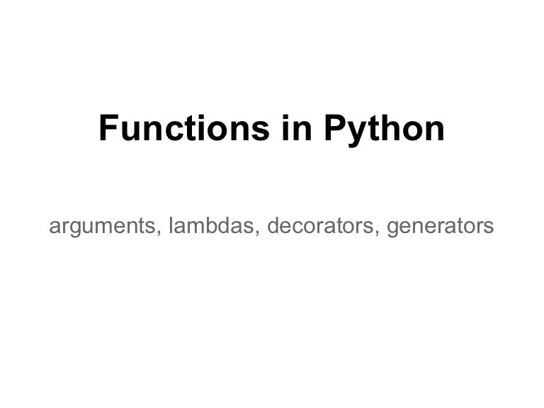 Functions in python