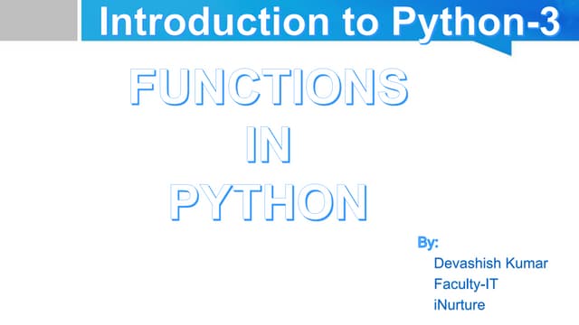 Functions in python slide share | PPTX