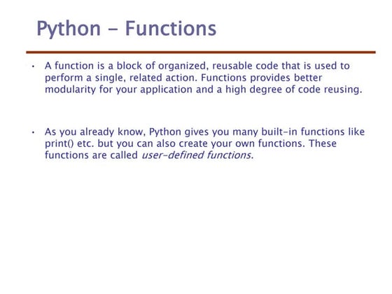 Functions in python slide share | PPTX