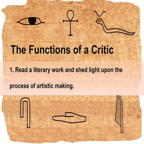 The functions of a literary critic in analysis of text