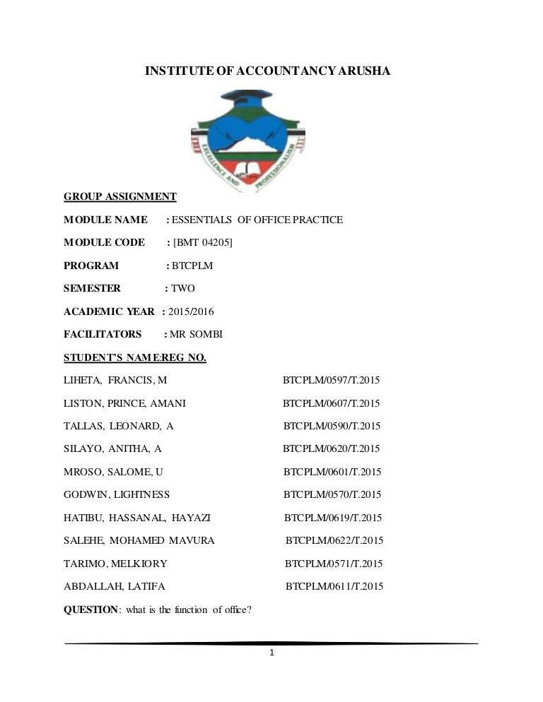 Functions of an office