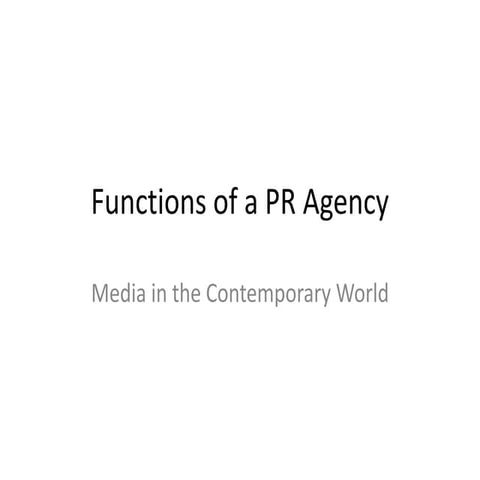 Functions of a pr agency