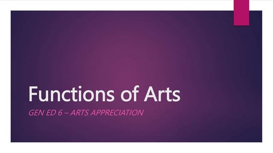 Functions of art | PPT